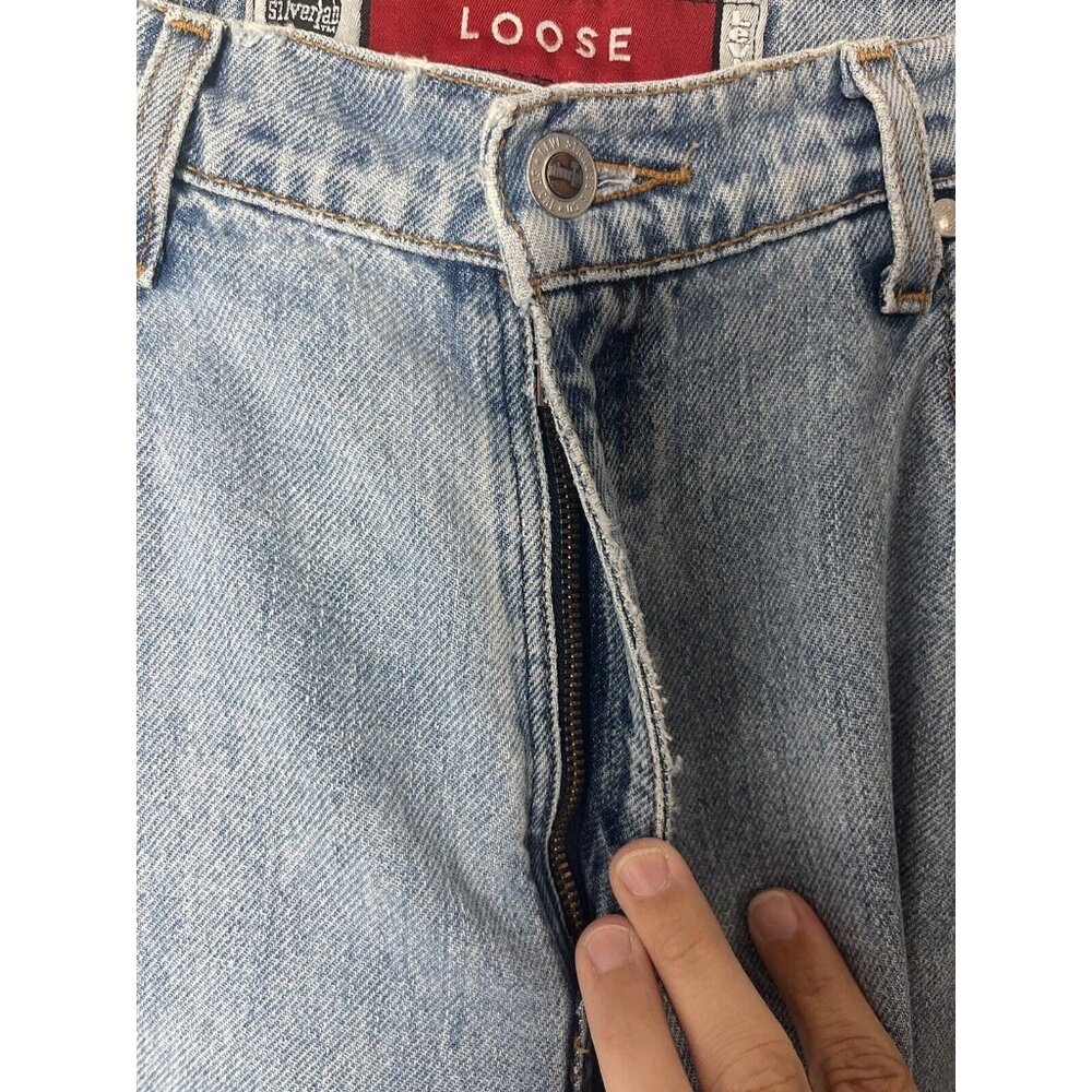 Vintage Blue Levi Silvertab Loose Denim Jeans Womens Size‎ 13 Med 90s Light Wash - Picture 4 of 16